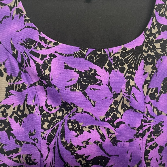 Purple and black paisley/ floral/ lace printed Dress - Picture 4 of 7